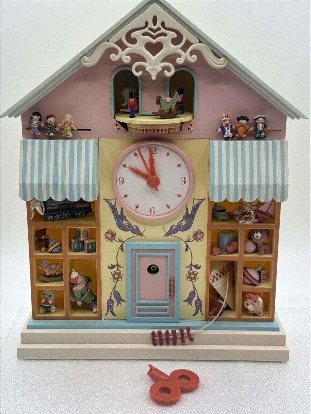 Vintage Enesco Toy Shoppe Clock 1991 Clock & Light Work 11” x 9.5” *READ*